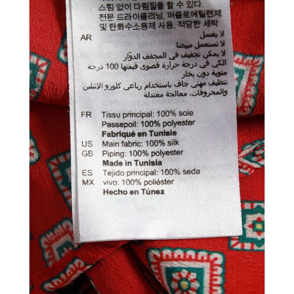 Sandro Paris Printed Front-Knot Mini Dress in Red Silk